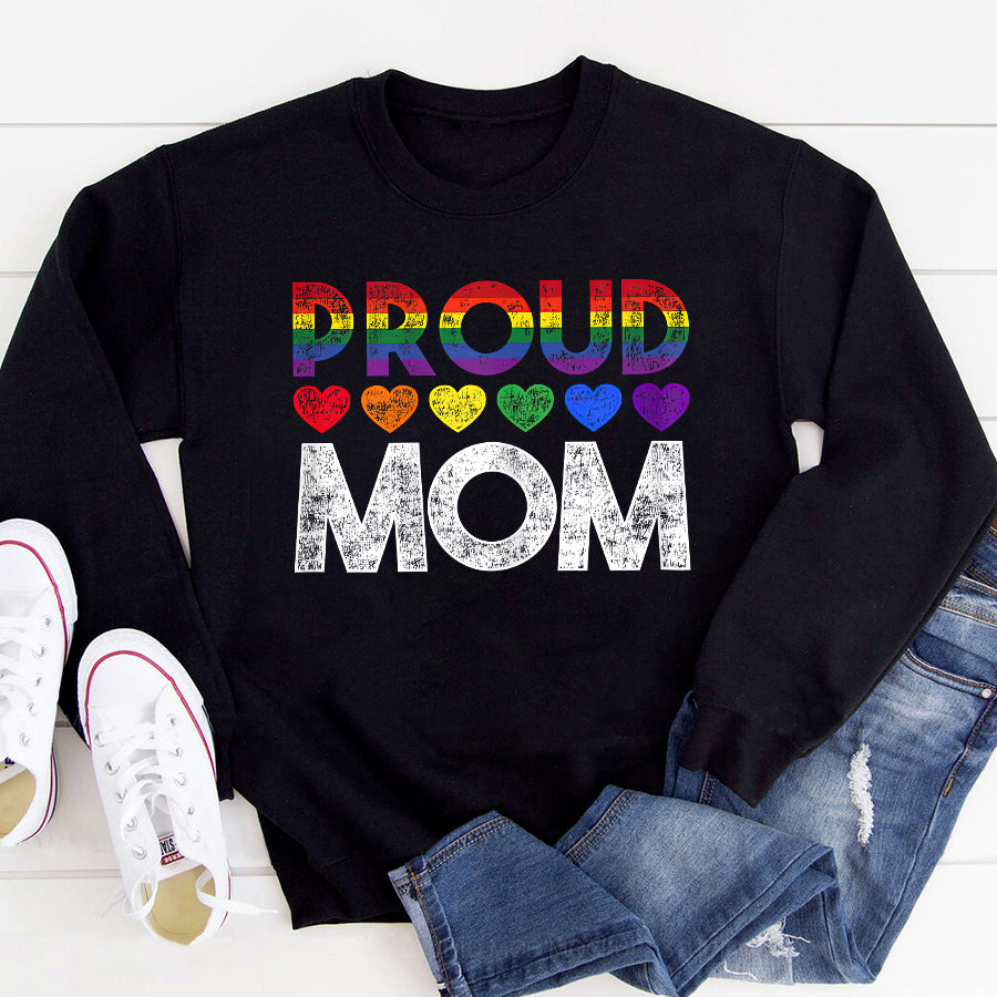 LGBT Shirts, Rainbow Pride Shirt, Womens Proud Mom LGBT T-Shirt