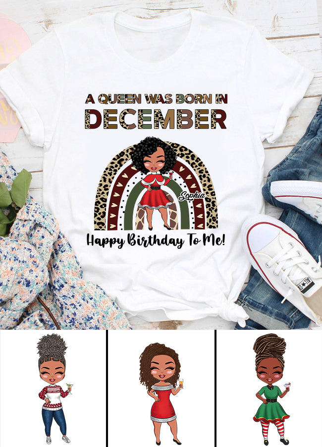 Custom December Birthday Shirt For Woman, Queens Are Born In December Gifts, Melanin Afro Woman Shirt, Black Girl Tee, Afro Queen Gift