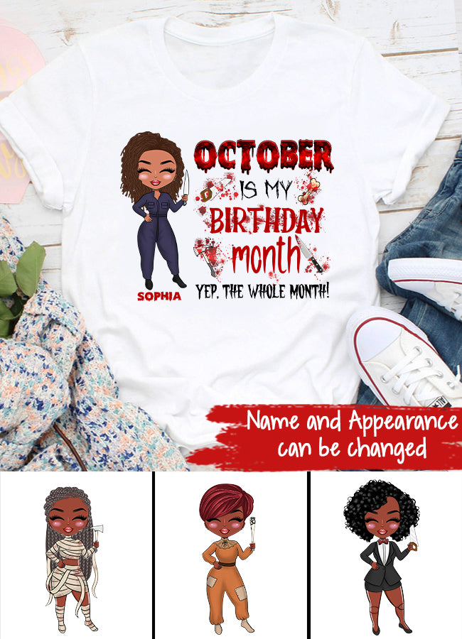 Custom October Birthday Shirt For Woman, Queens are Born In October Gifts, Melanin Afro Woman Shirt, Black Girl Tee, Afro Queen Gift