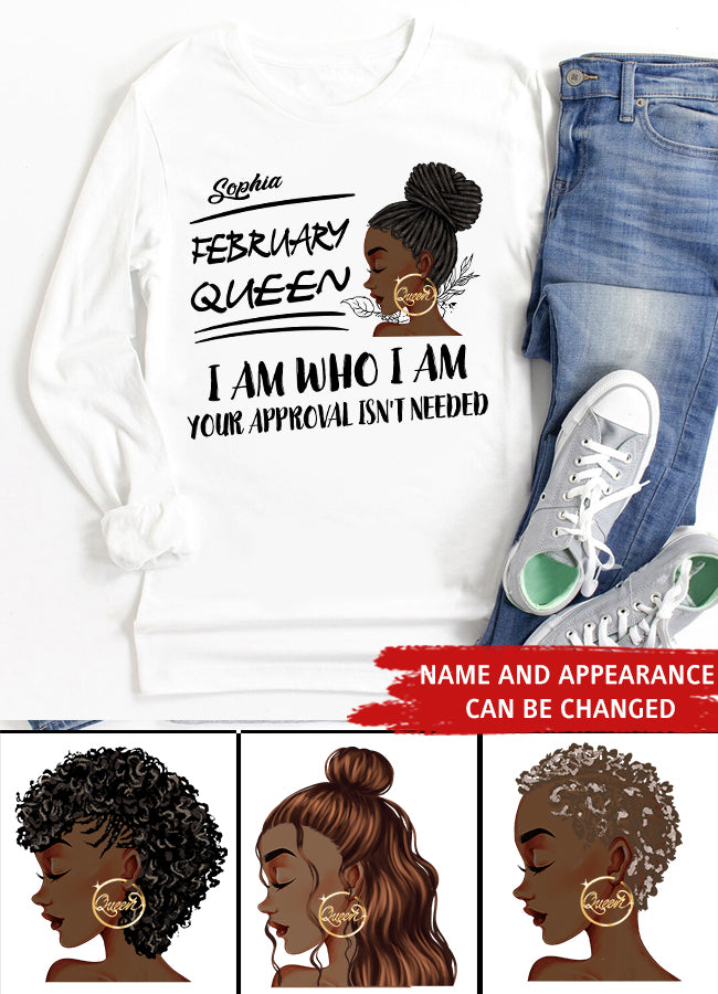 Custom February Birthday Shirt For Woman, Queens Are Born In February Gifts, Melanin Afro Woman Shirt, Black Girl Tee, Afro Queen Gift