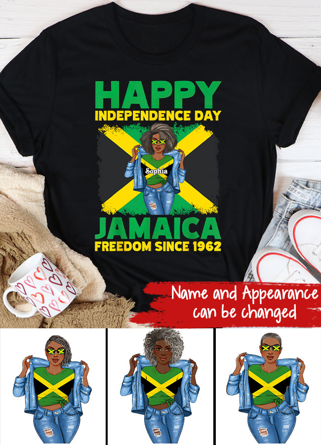 Jamaica Girl Queen Shirt Jamaincan Queen African American Afro Woman Jamaica Flag Gift Happy Independence Day 2022 Jamaica Proud Jamaican T-Shirt