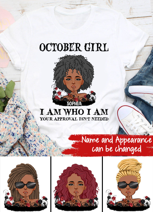 Custom October Birthday Shirt For Woman, Queens are Born In October Gifts, Melanin Afro Woman Shirt, Black Girl Tee, Afro Queen Gift