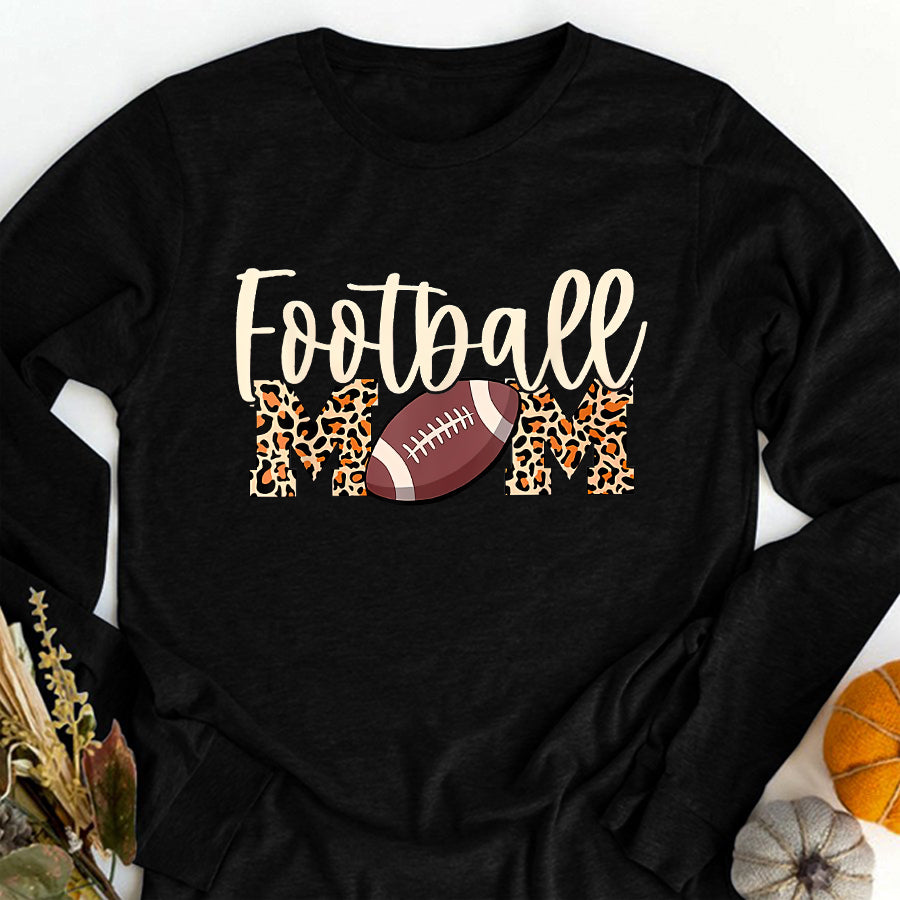 Football Mom Shirt Football Mom Leopard Print T-Shirt Mothers Day Shirts for Women