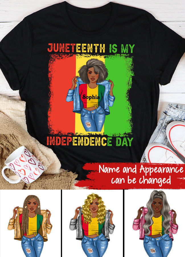 Juneteenth Shirt, Custom Juneteenth Shirt, Juneteenth Is My Independence Day Black Women 4th Of July T-Shirt