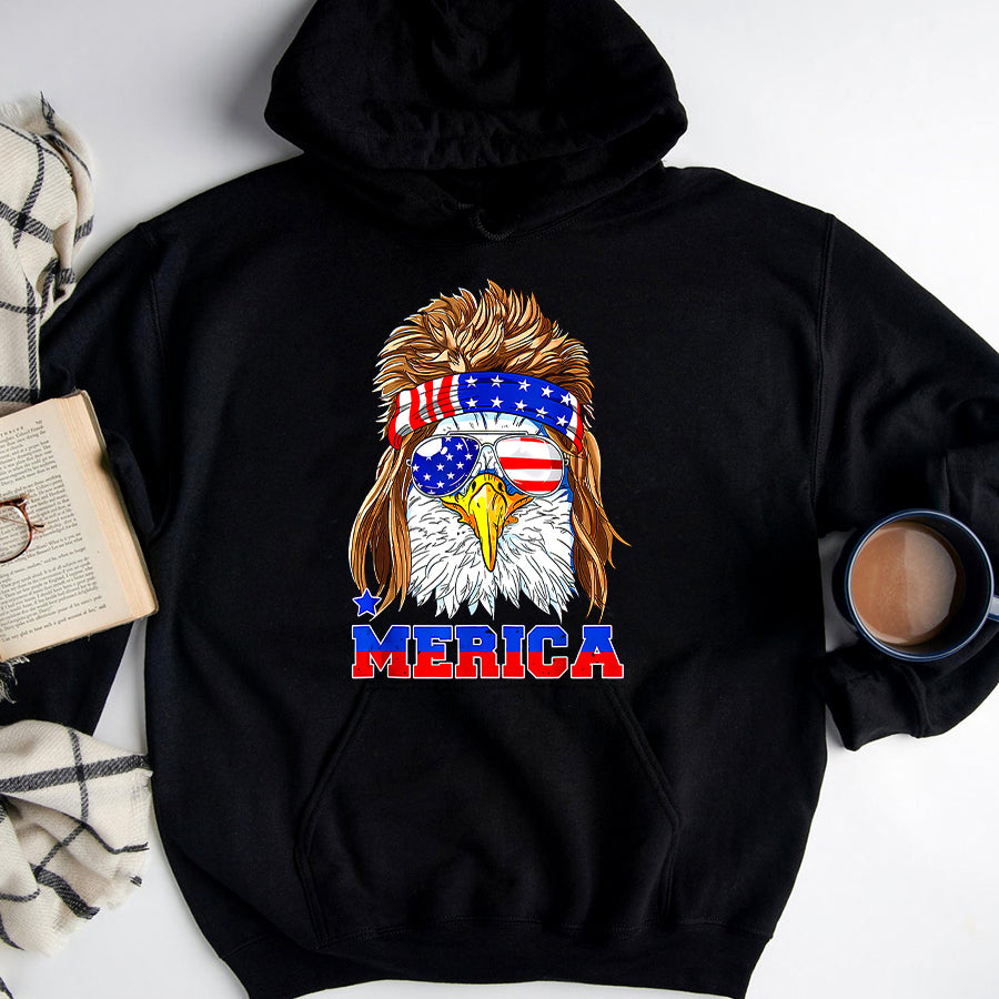 Independence Day Shirt Eagle Mullet Merica Shirt Men 4th of July American Flag USA T-Shirt