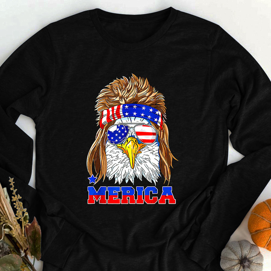 Independence Day Shirt Eagle Mullet Merica Shirt Men 4th of July American Flag USA T-Shirt