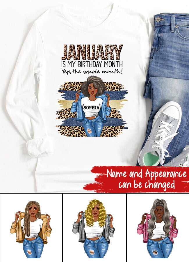 Custom January Birthday Shirt For Woman, Queens Are Born In January Gifts, Melanin Afro Woman Shirt, Black Girl Tee, Afro Queen Gift
