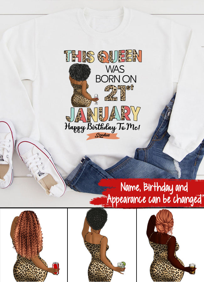 Custom January Birthday Shirt For Woman, Queens Are Born In January Gifts, Melanin Afro Woman Shirt, Black Girl Tee, Afro Queen Gift