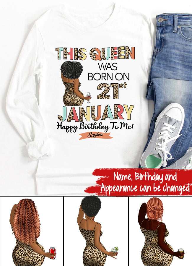 Custom January Birthday Shirt For Woman, Queens Are Born In January Gifts, Melanin Afro Woman Shirt, Black Girl Tee, Afro Queen Gift