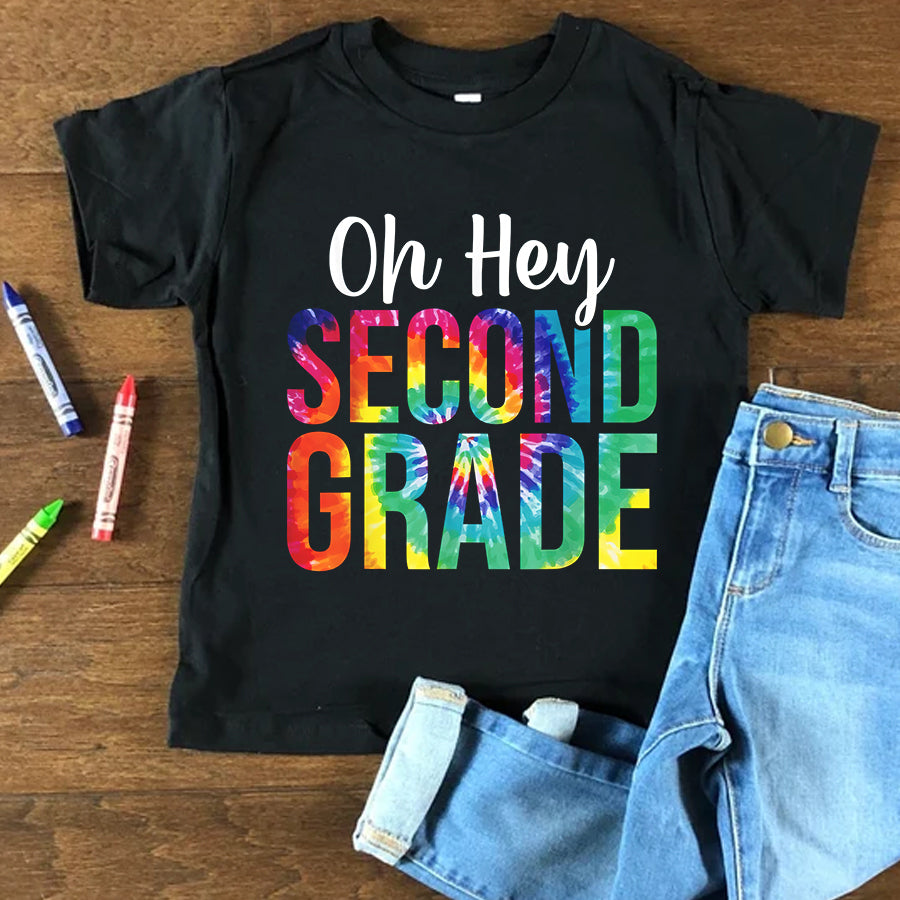 Happy First Day Shirts Back To School Students Teacher Tie Dye Hey 2nd Second Grade T-Shirt