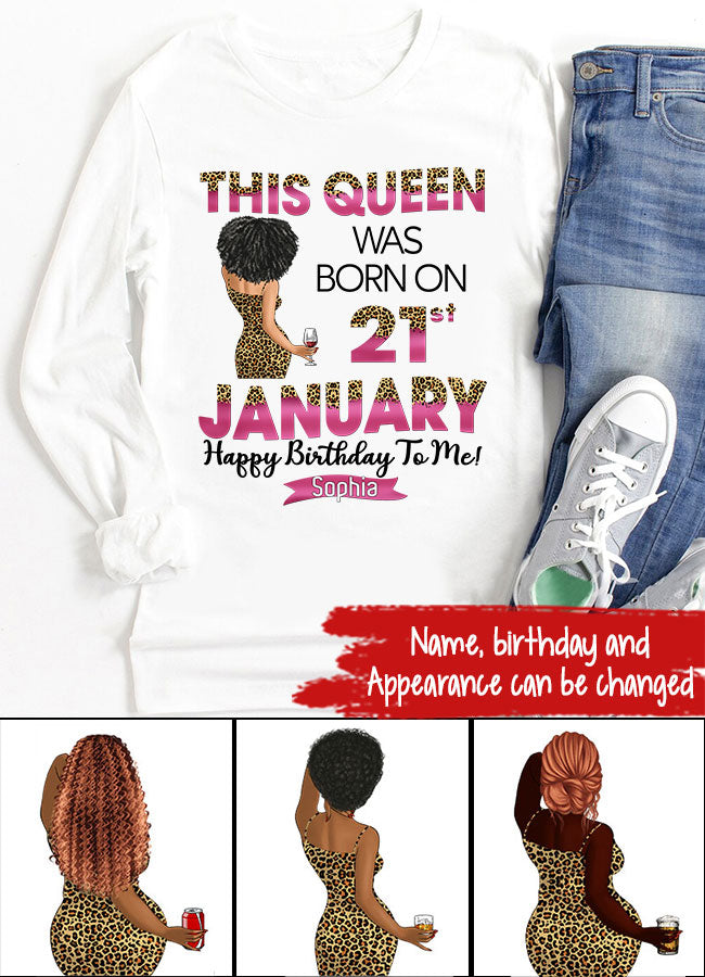Custom January Birthday Shirt For Woman, Queens Are Born In January Gifts, Melanin Afro Woman Shirt, Black Girl Tee, Afro Queen Gift