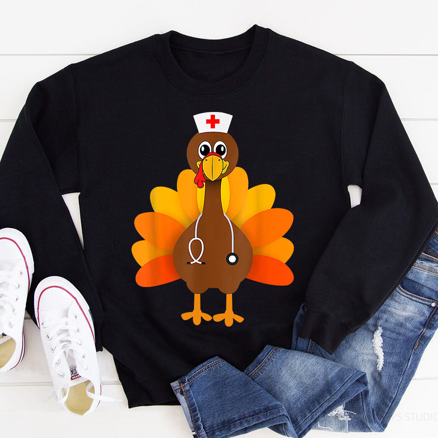 Thanksgiving Scrub Tops Women Turkey Nurse Holiday Nursing T Shirt ,Family Thanksgiving Shirt ,Funny Thanksgiving Gift For Women