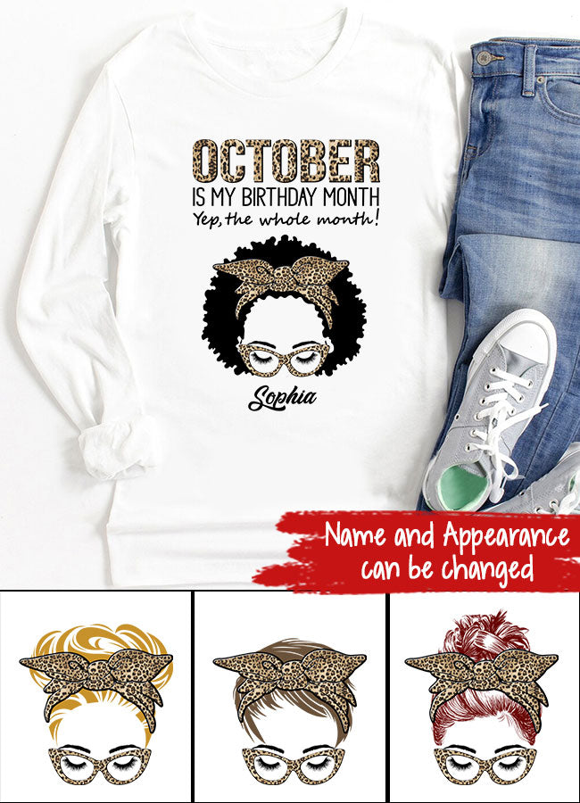 Custom October Birthday Shirt For Woman, Queens are Born In October Gifts, Melanin Afro Woman Shirt, Black Girl Tee, Afro Queen Gift
