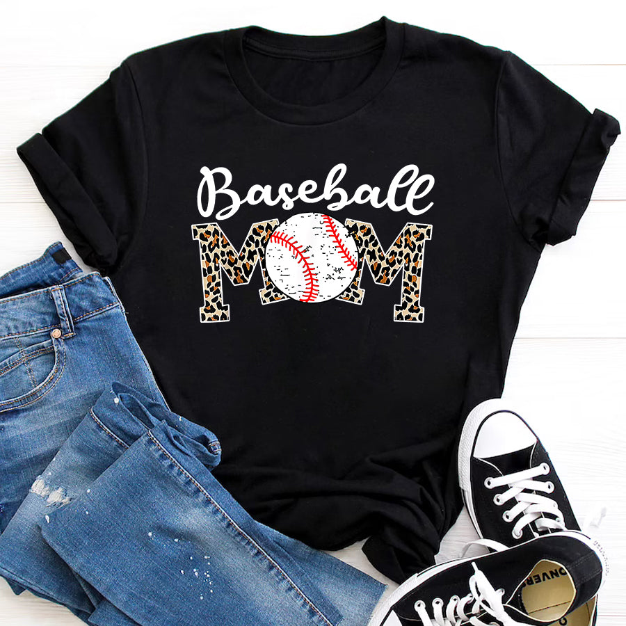 Softball Mom Shirt Softball Baseball Mom Leopard Tee Mother's Day T-Shirt Mothers Day Shirts
