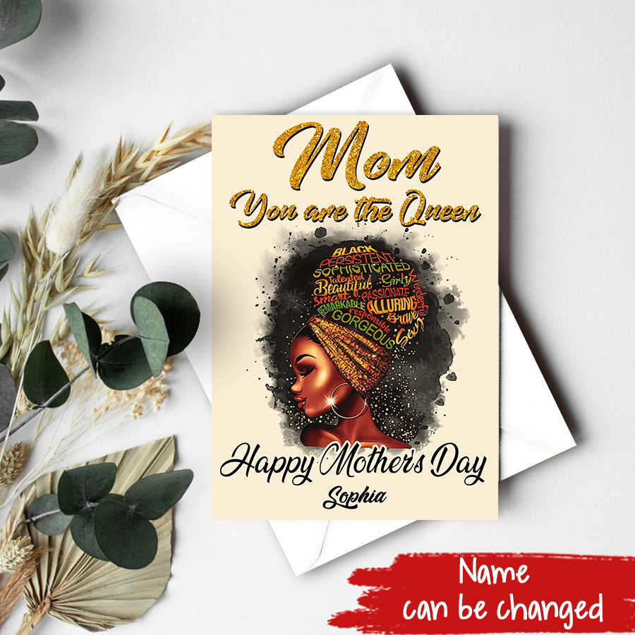 Custom Mothers Day Card - Mother's Day Gift Cards - Black Mahogany Happy Mothers Day African American - Mom's Card - Mother's Day Gift From Daughter - Mother Day Gift