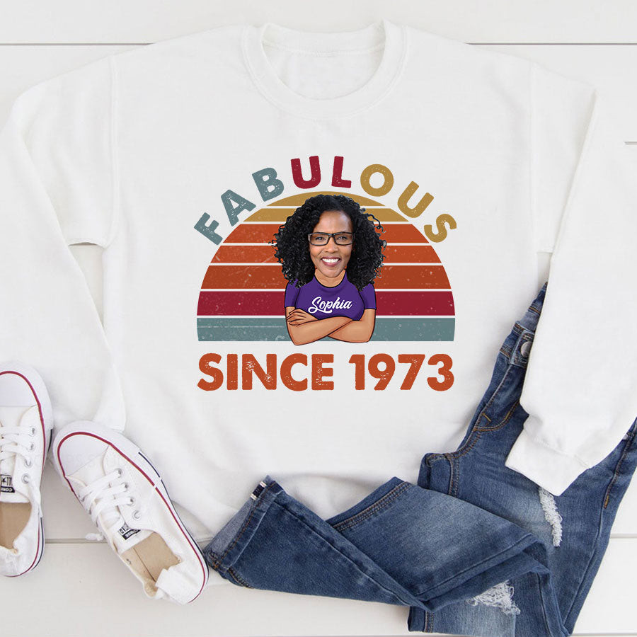 50th birthday shirts for her, Personalised 50th birthday gifts, 1973 t shirt, 50 and fabulous shirt, 50th birthday shirt ideas, gift ideas 50th birthday woman