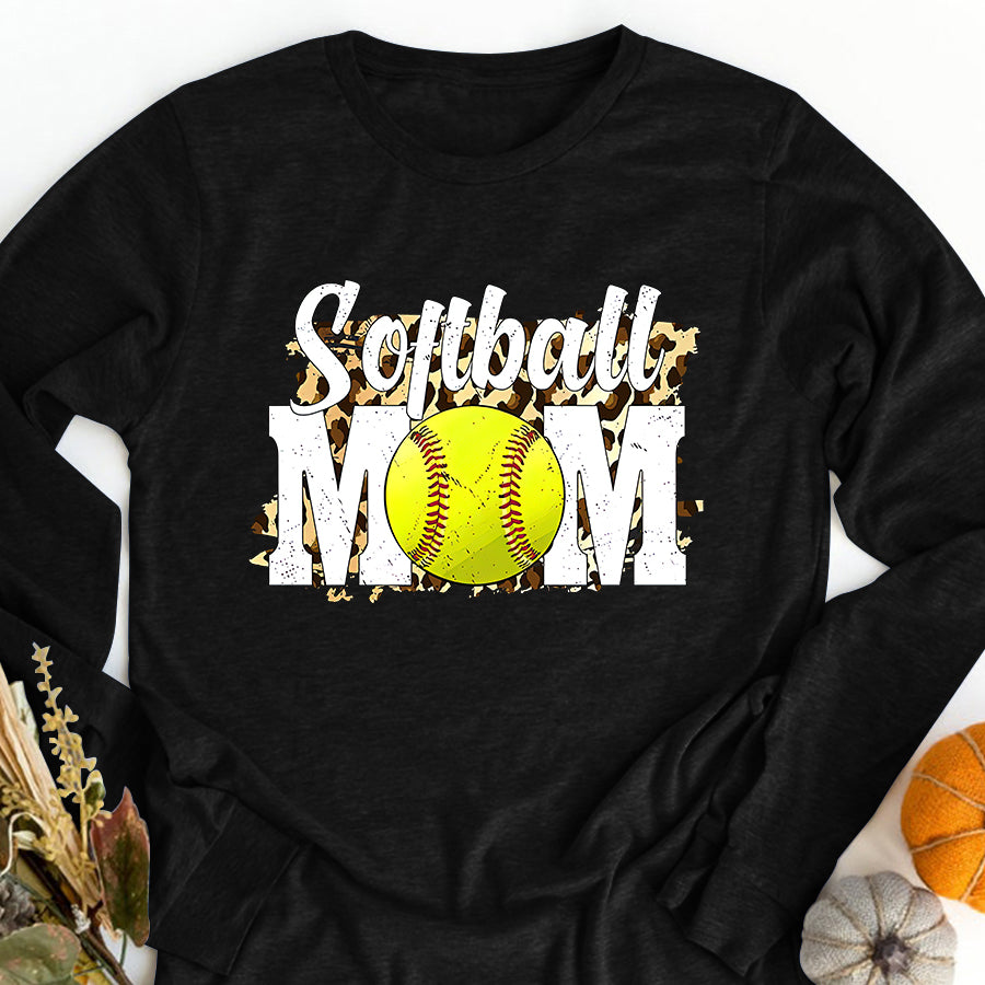 Softball Mom Shirt Softball Fans Leopard Women, Softball Mom T-Shirt Mothers Day Shirts