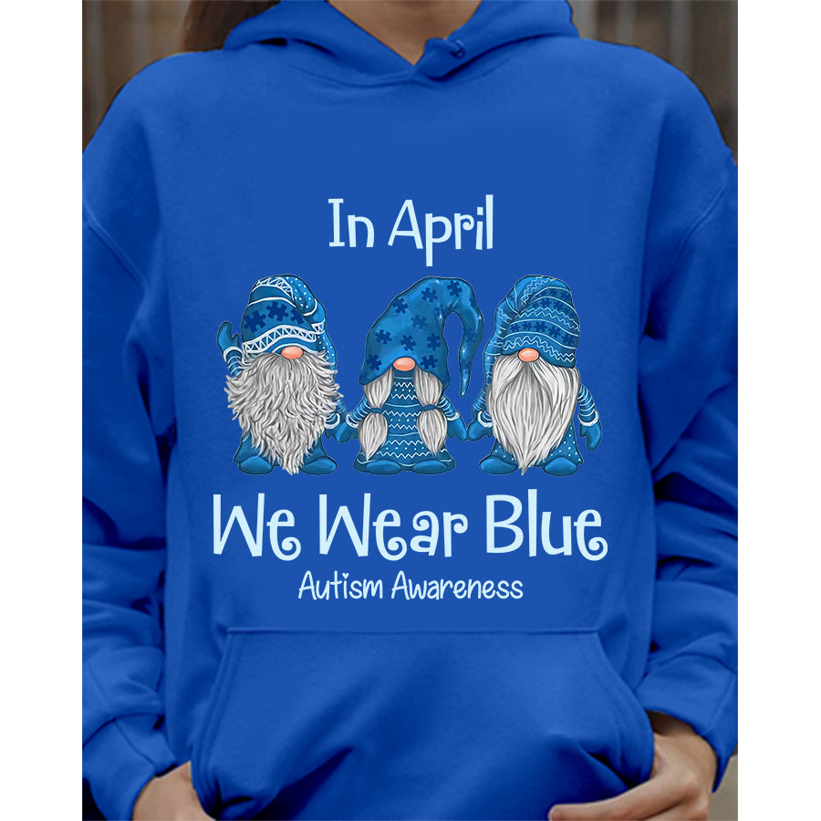 Gnomes In April We Wear Blue Autism Awareness T-Shirt Autism Awareness Shirt