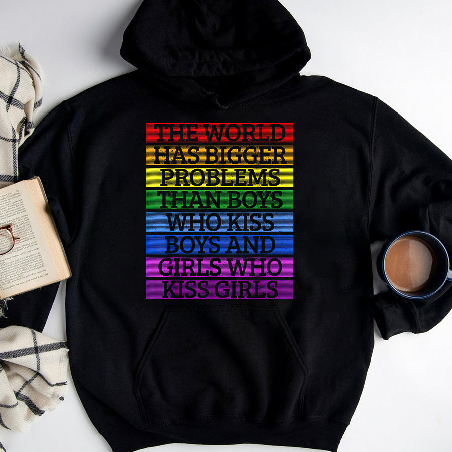 LGBT Shirts, Rainbow Pride Shirt,Gay Pride Month LGBT The World Has Bigger Problems Rainbow T-Shirt