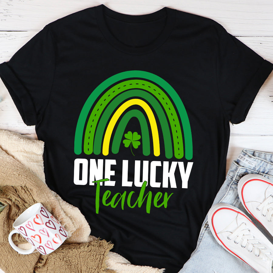 St Patricks Day Shirt One Lucky Teacher Rainbow St Patrick’s Day T-Shirt Funny St Patricks Day Shirts