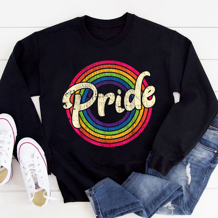 LGBT Shirts, Rainbow Pride Shirt, Gay Pride Vintage LGBT Rainbow Flag Lesbian Bisexual Trans T-Shirt