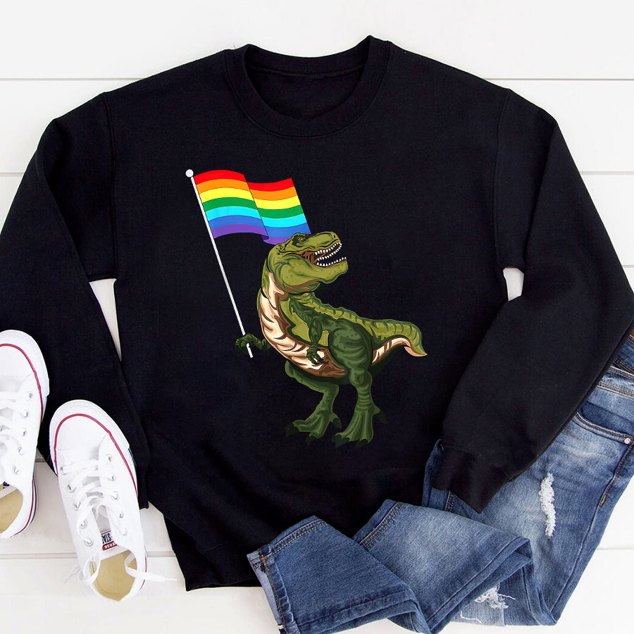 LGBT Shirts, Rainbow Pride Shirt, Pride Dinosaur LGBT Gay Lesbian Transgender Trans NonBinary T-Shirt
