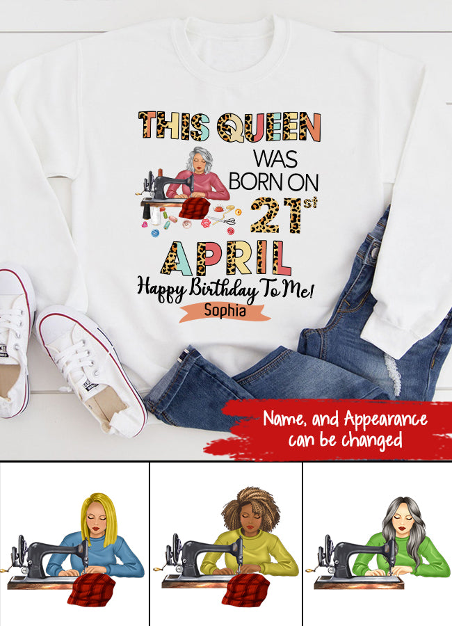April Birthday Shirt, Custom Birthday Shirt, Queens Born In April, April Birthday Gifts, April Queen shirt, April Birthday Shirts For Woman, Sewing Lover Cotton Shirt For Women