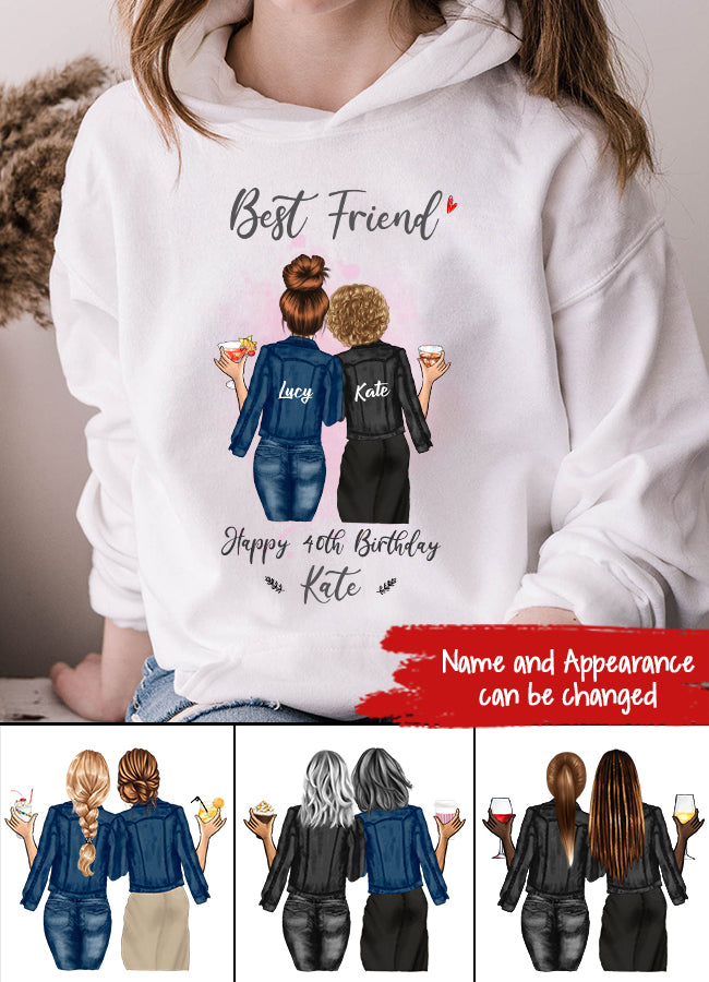 Custom Best Friend Birthday Greeting Shirt, For Sisters, BFF, Bestie. Happy Birthday Shirt For 18th 21st 25th 30th 35th 40th 50th 60th
