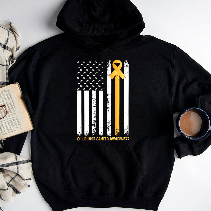 Childhood Cancer Awareness Shirt Ribbon In A Flag, Childhood Cancer Awareness T-Shirt