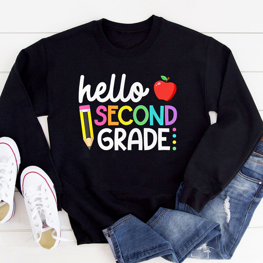 Happy First Day Shirts Hello Second Grade Team 2nd Grade Back to School Teacher Kid T-Shirt