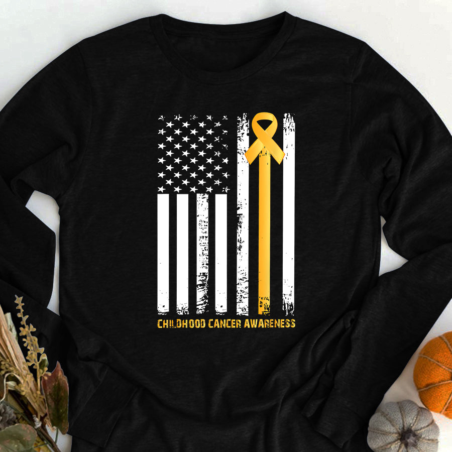 Childhood Cancer Awareness Shirt Ribbon In A Flag, Childhood Cancer Awareness T-Shirt