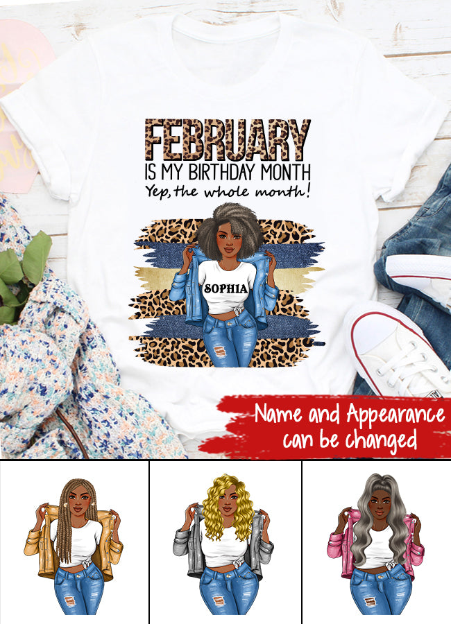 Custom February Birthday Shirt For Woman, Queens Are Born In February Gifts, Melanin Afro Woman Shirt, Black Girl Tee, Afro Queen Gift