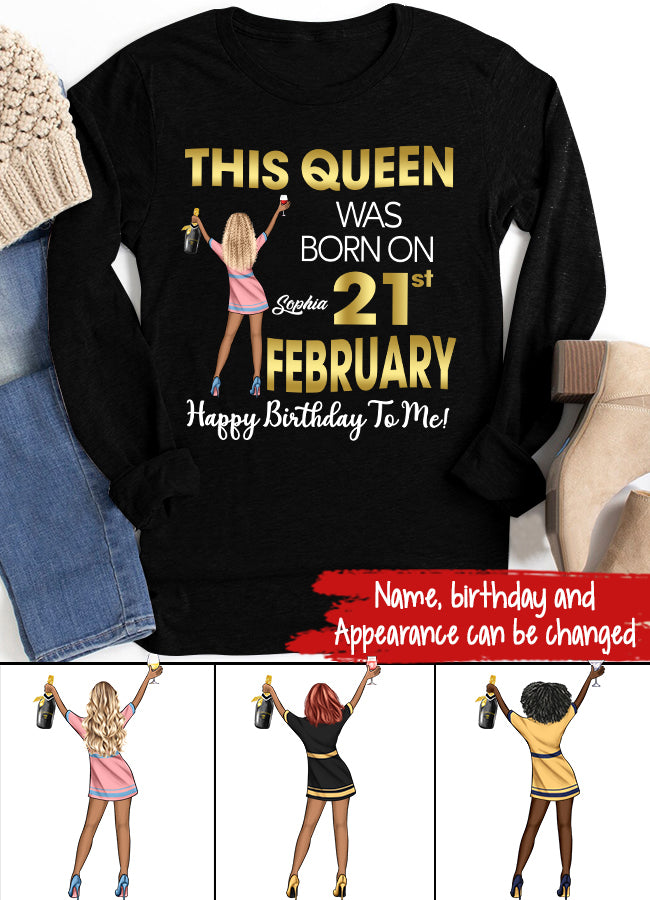 Custom February Birthday Shirt For Woman, Queens Are Born In February Gifts, Melanin Afro Woman Shirt, Black Girl Tee, Afro Queen Gift