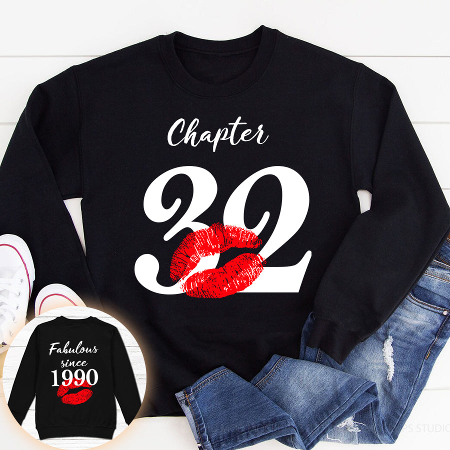 Chapter 32, Fabulous since 1990 32nd birthday unique t shirt for woman, her gifts for 32 years old , Turning 32 birthday cotton shirt