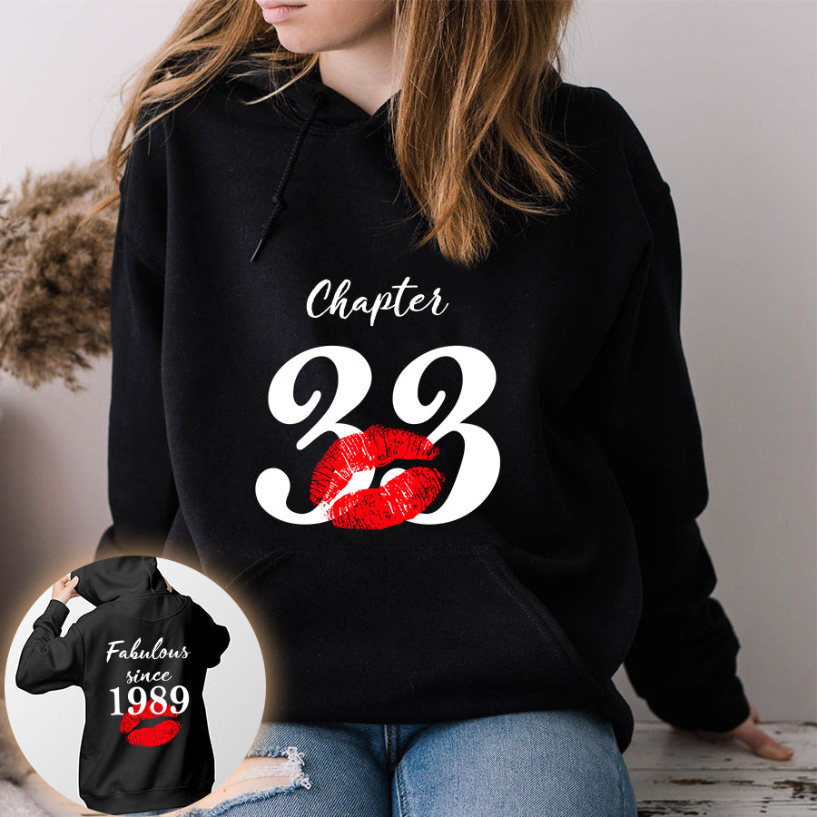 Chapter 33, Fabulous since 1989 33rd birthday unique t shirt for woman, her gifts for 33 years old , Turning 33 birthday cotton shirt