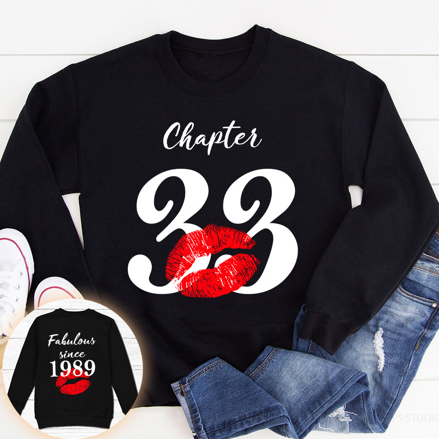 Chapter 33, Fabulous since 1989 33rd birthday unique t shirt for woman, her gifts for 33 years old , Turning 33 birthday cotton shirt