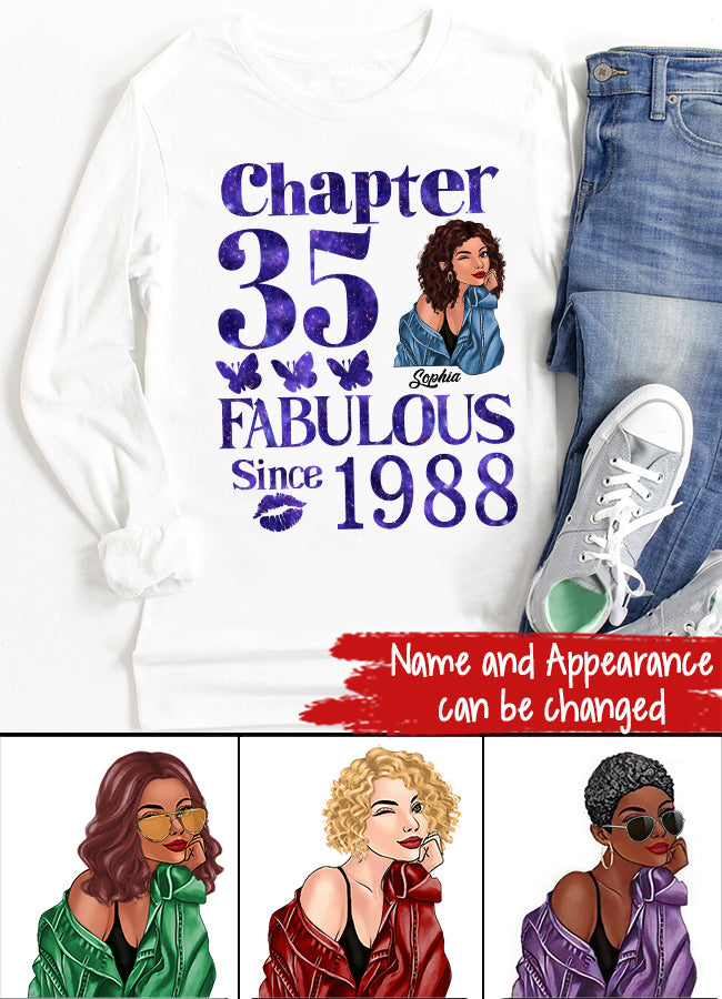 35th Birthday Shirts, Custom Birthday Shirts, Turning 35 Shirt, Gifts For Women Turning 35, 35 And Fabulous Shirt, 1988 Shirt, 35th Birthday Shirts For Her