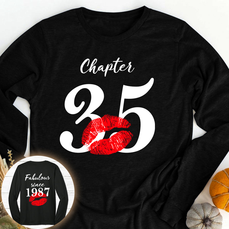 Chapter 35, Fabulous since 1987 35th birthday unique t shirt for woman, her gifts for 35 years old , Turning 35 birthday cotton shirt