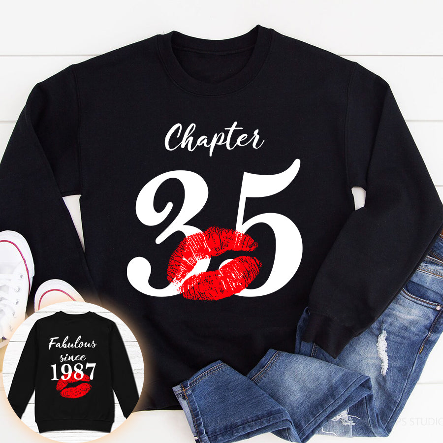 Chapter 35, Fabulous since 1987 35th birthday unique t shirt for woman, her gifts for 35 years old , Turning 35 birthday cotton shirt