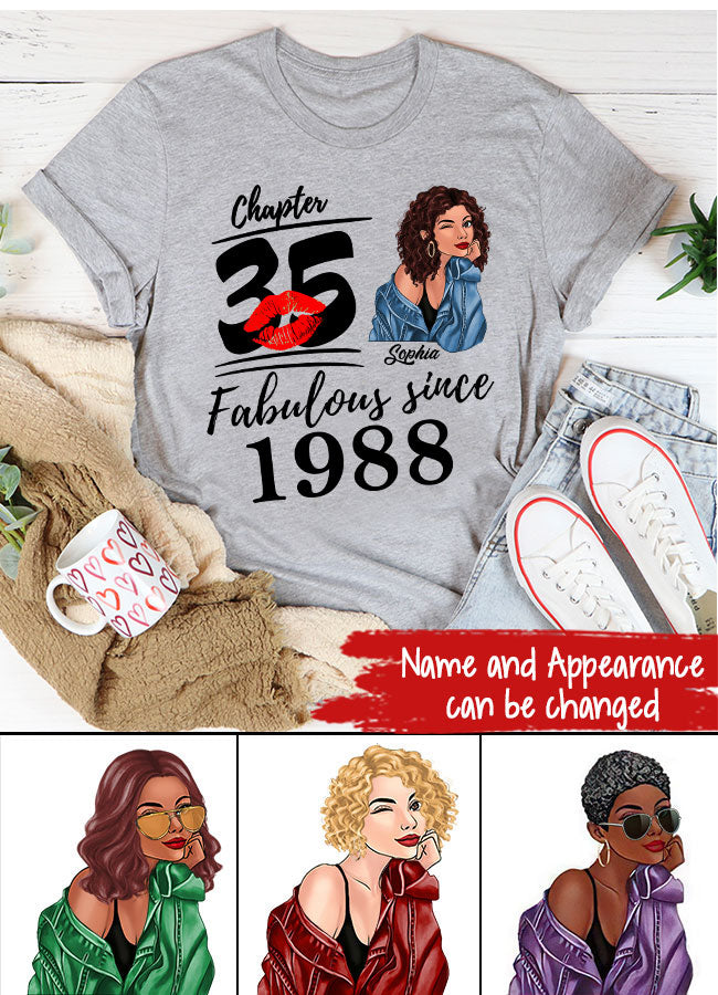 35th Birthday Shirts For Her, Personalised 35th Birthday Gifts, 1988 T Shirt, 35 And Fabulous Shirt, 35th Birthday Shirt Ideas, Gift Ideas 35th Birthday Woman