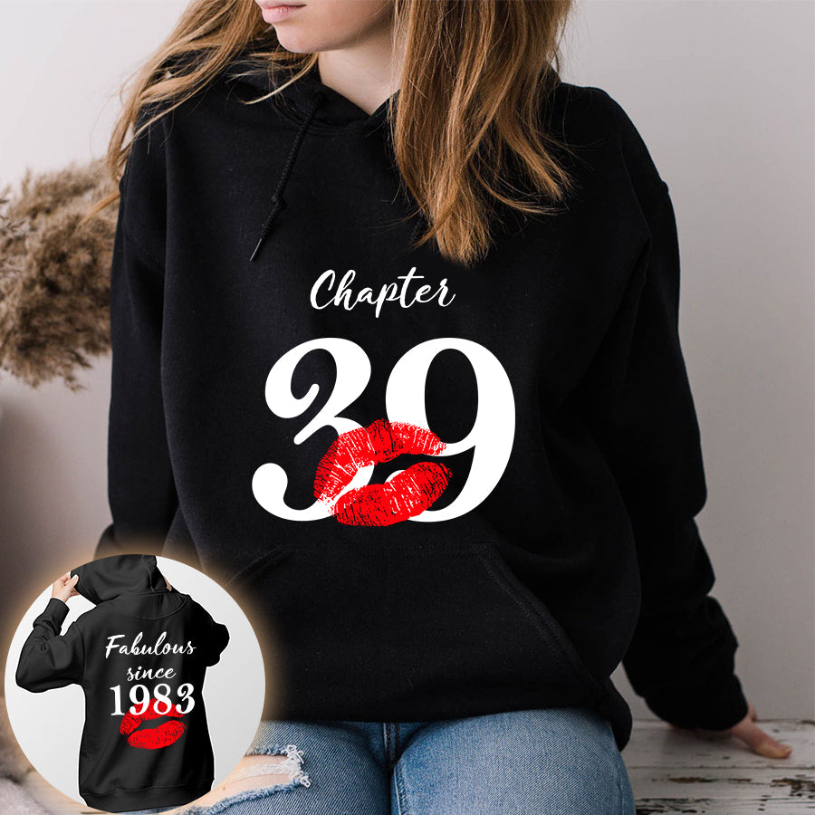 Chapter 39, Fabulous since 1983 39th birthday unique t shirt for woman, her gifts for 39 years old , Turning 39 birthday cotton shirt