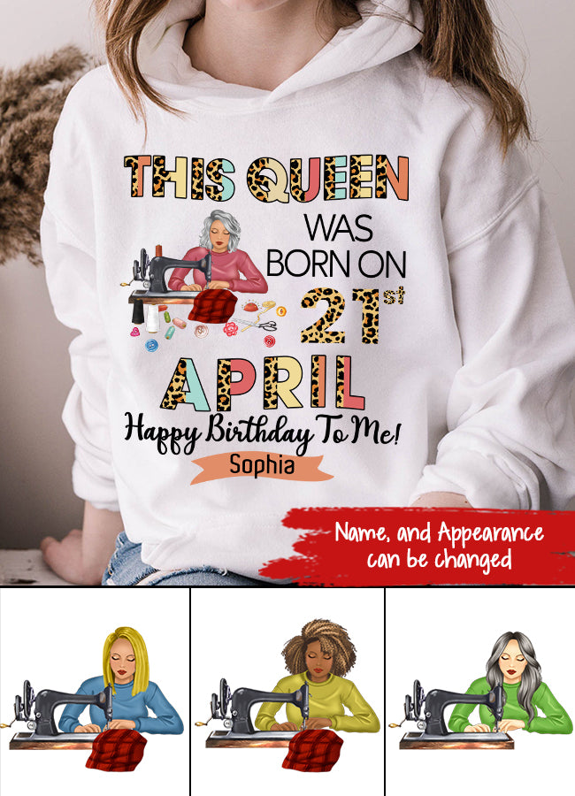 April Birthday Shirt, Custom Birthday Shirt, Queens Born In April, April Birthday Gifts, April Queen shirt, April Birthday Shirts For Woman, Sewing Lover Cotton Shirt For Women
