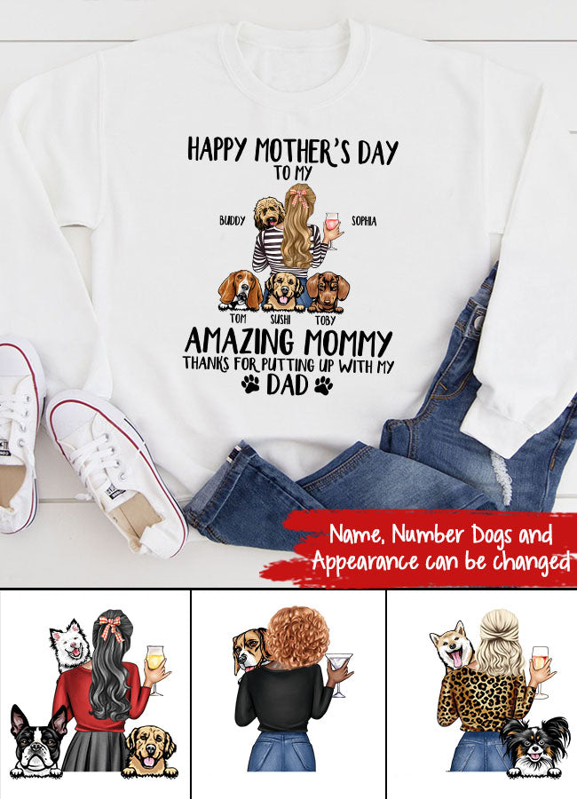 Custom Mothers Day Shirt, Happy Mother Day Shirt, Mother&#39;s Day T Shirt, Dog Mom Shirt, Dog Mom Gifts, Mother&#39;s Day Tee Shirts, Mother Day Gift