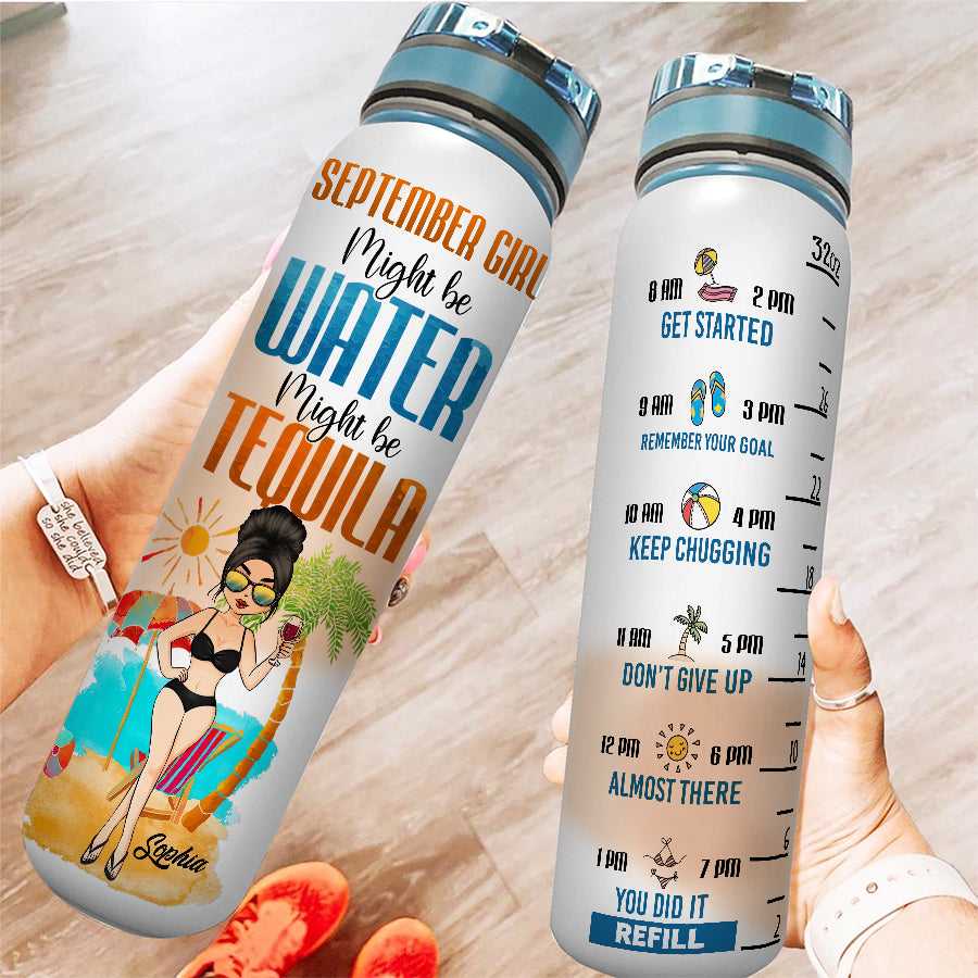 Personalized Water Tracker Bottle, Birthday Gift, Birthday Gift For Her, Girl, Woman, Beach Lovers, September birthday, September Girl