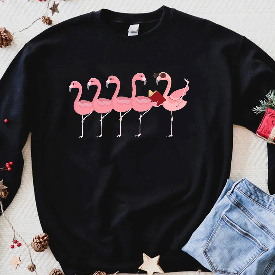 Book Shirt, Pink Flamingo Shirt, Bookish T Shirts, Flamingo Shirt, Reading Gifts, Book Lover T Shirt Unisex Cotton T Shirt