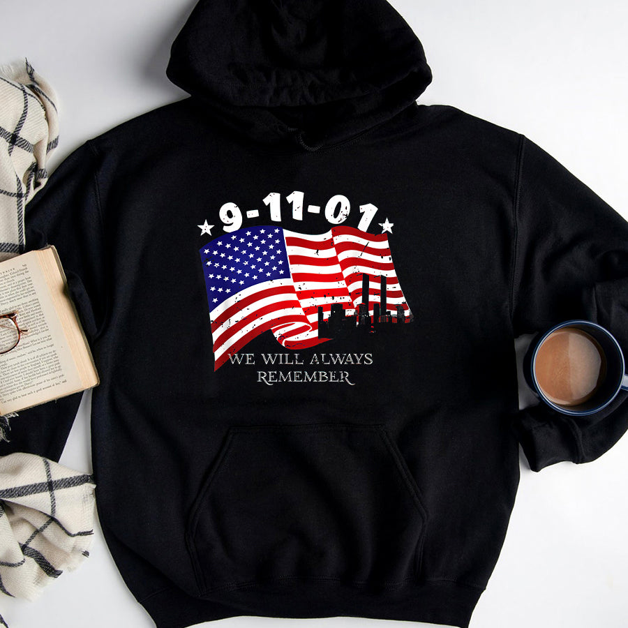 Patriot Day 2022 Shirt 911 Memorial Shirts 9-11-01 We Will Always Remember T-Shirt
