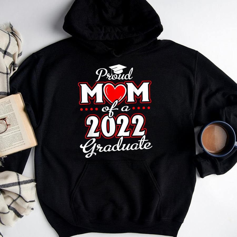 Mom Shirt Proud Mom of a Class of 2022 Graduate Senior 22 Heart Family Bun Mother&#39;s Day T-Shirt Mothers Day Shirts for Women