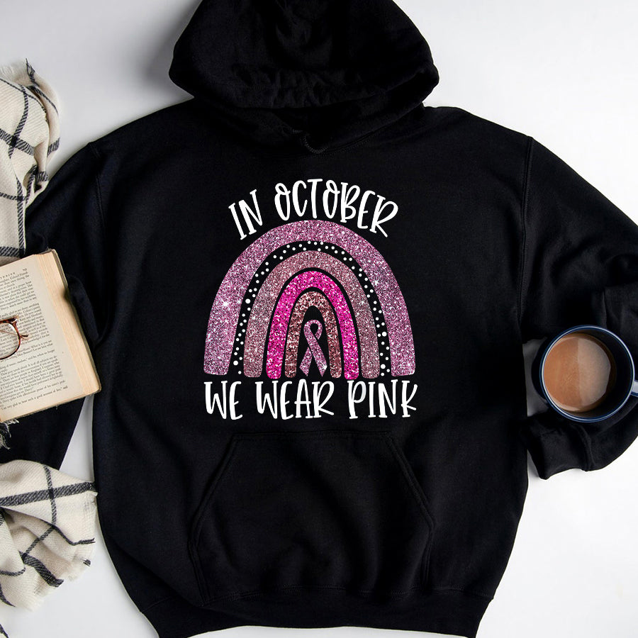 Breast Cancer Awareness Shirts October We Wear Pink Rainbow Breast Cancer Awareness Ribbon T-Shirt