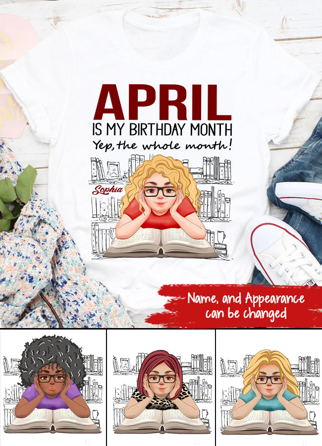April Birthday Shirt, Custom Birthday Shirt, Queens Born In April, April Birthday Shirts For Woman, Books T Shirt, Book Lover Shirt, Reading Gifts