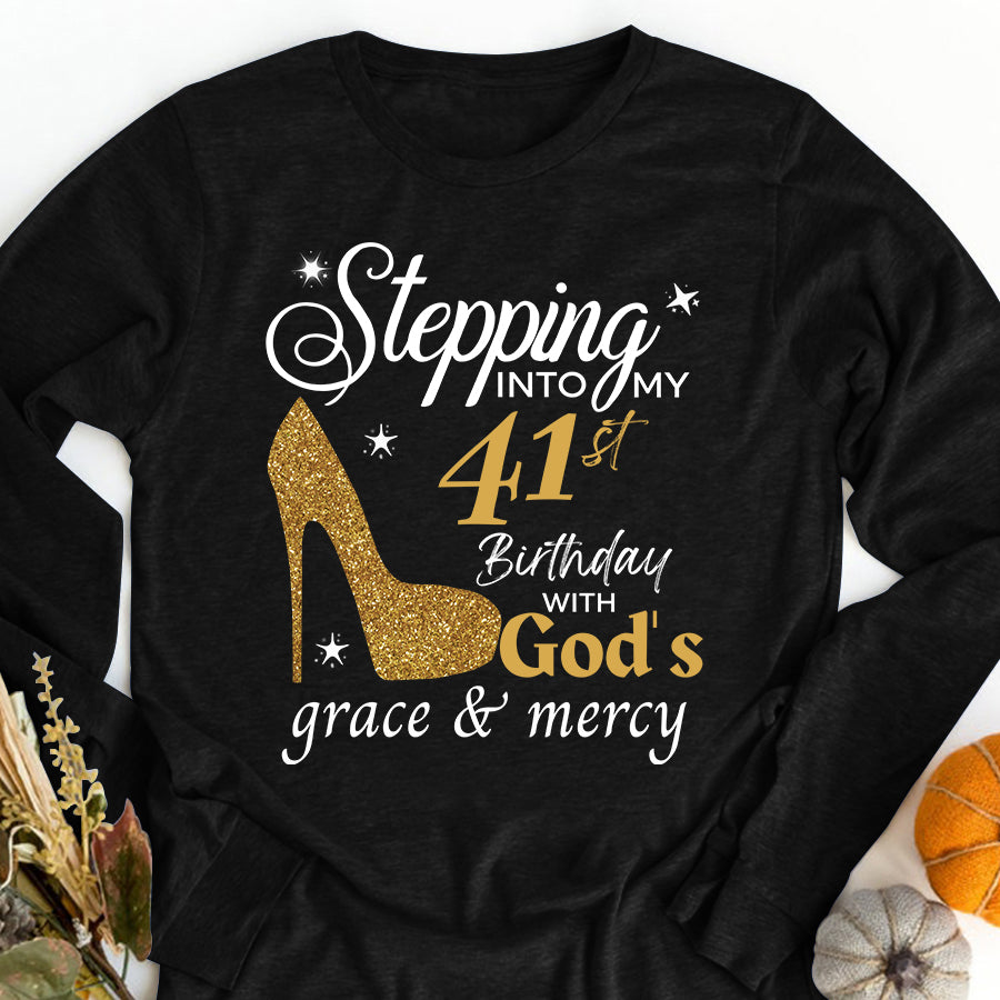 Stepping Into My 41st, Fabulous Since 1981 40st Birthday Unique T Shirt For Woman, Her Gifts For 41 Years Old , Turning 41 Birthday Cotton Shirt